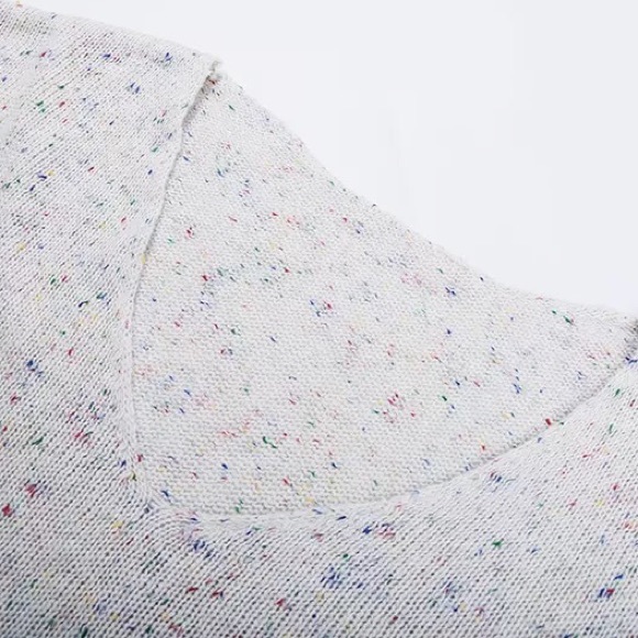 LAST ONE Frayed Confetti Distressed Knit Sweater - Picture 2 of 12